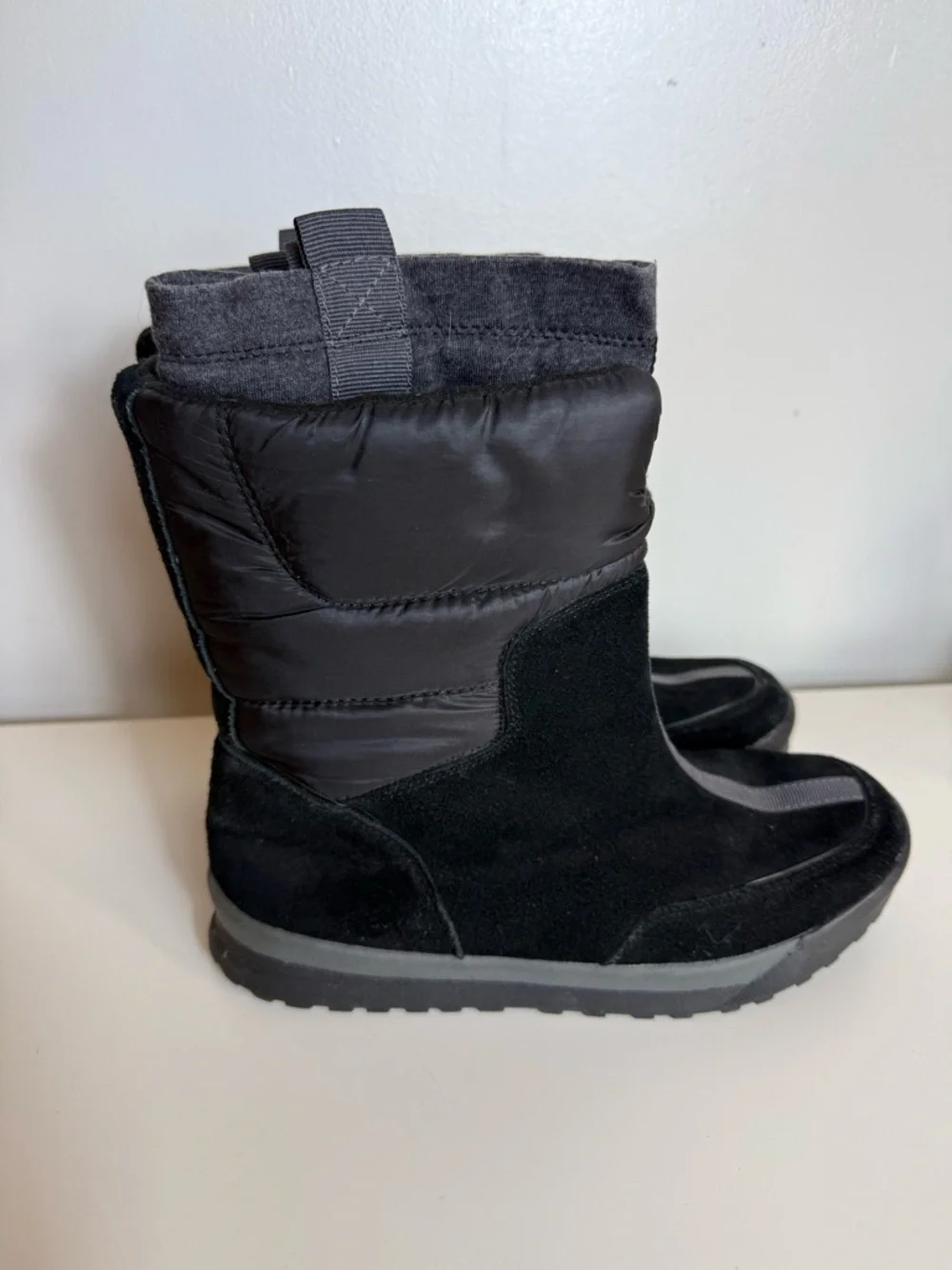Lands End Womens Commuter Boots Black‎ Size 9 Suede Winter Snow Warm Insulated